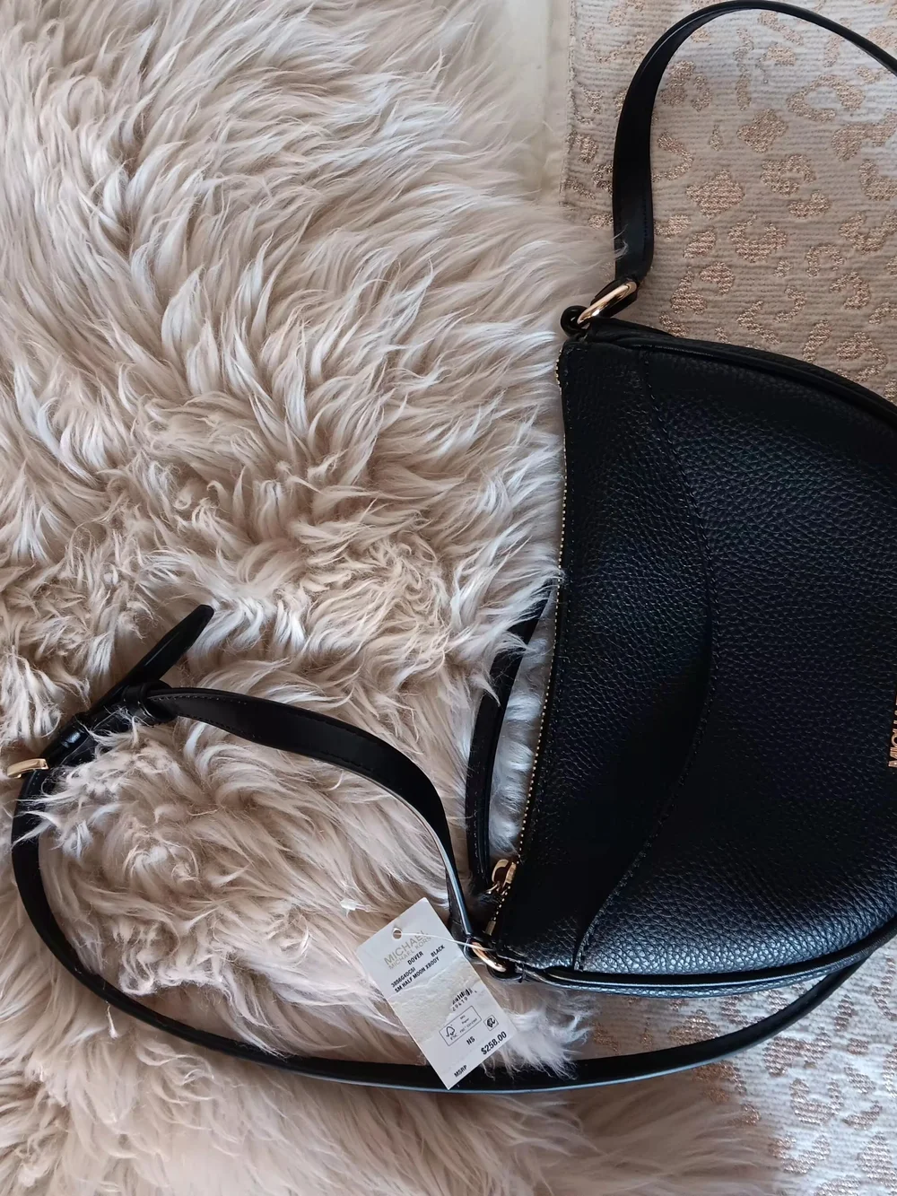 Michael Kors Black Leather Crescent Crossbody Bag